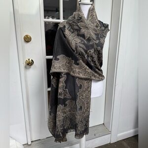 MaxMara Black and Gold Floral Wrap